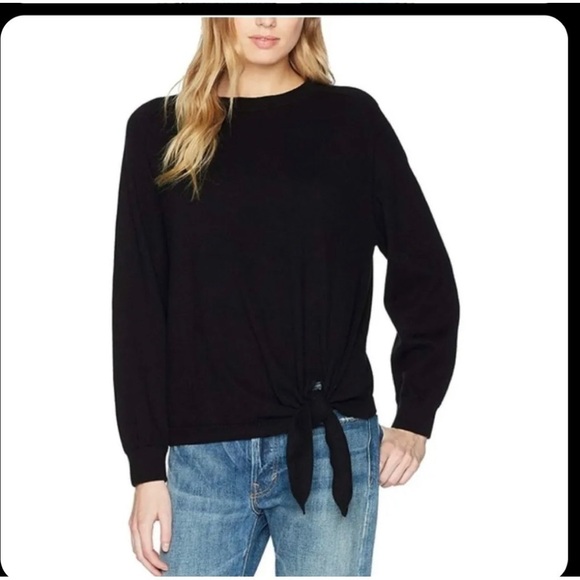 Vince Navy Blue Tie Waist Front Cotton Sweater Small - Picture 7 of 12